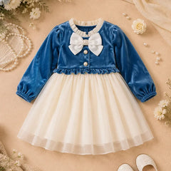 Blue Baby Girl's Ruffled Bottom Denim Jumper