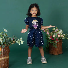 Baby Girl T-Shirt - Blue with Pink Character - Long Sleeves