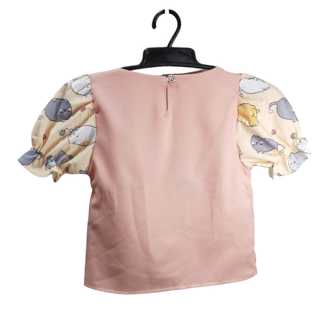 Adorable Cat-themed Baby Romper with Short Sleeves