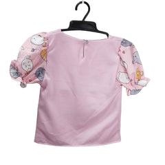 Adorable Girls One-piece Pajama, Funny Cats Design, Short Sleeve