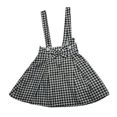 Girls Jumpsuit, Black and White Checkered Dress with Kawaii Anime Character, Casual Fashion