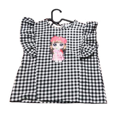 Girls' Ruffle Sleeve Checkered Blouse