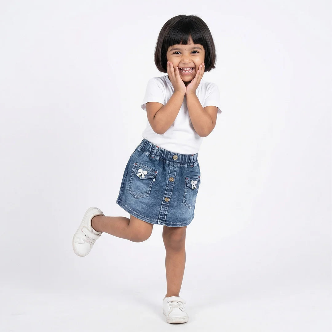 Denim Shorts with Pocket, Blue, Kids