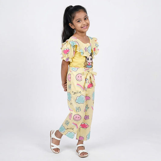 Colorful Kids One-Piece Jumpsuit with Cartoon Print