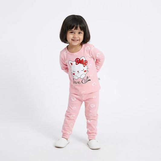 Pink Hello Kitty Pajamas with Valentine's Bow - Soft and Cozy Sleepwear for Babies