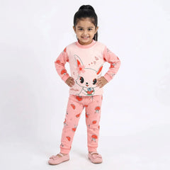 Pink Baby Onesie and Pajamas Set - Adorable Bunny Design & Watermelon Slice Pattern, Perfect for Girls