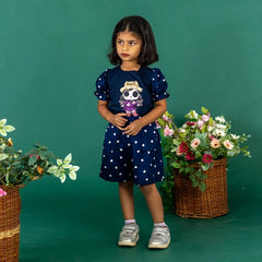 Baby Girl T-Shirt - Blue with Pink Character - Long Sleeves