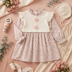 Adorable Floral Blouse with Peter Pan Collar, Girl's Formal Dress