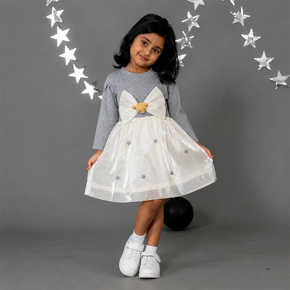 Chic Baby Girl Dress with Bow Top - Soft Knit, Cute and Comfortable