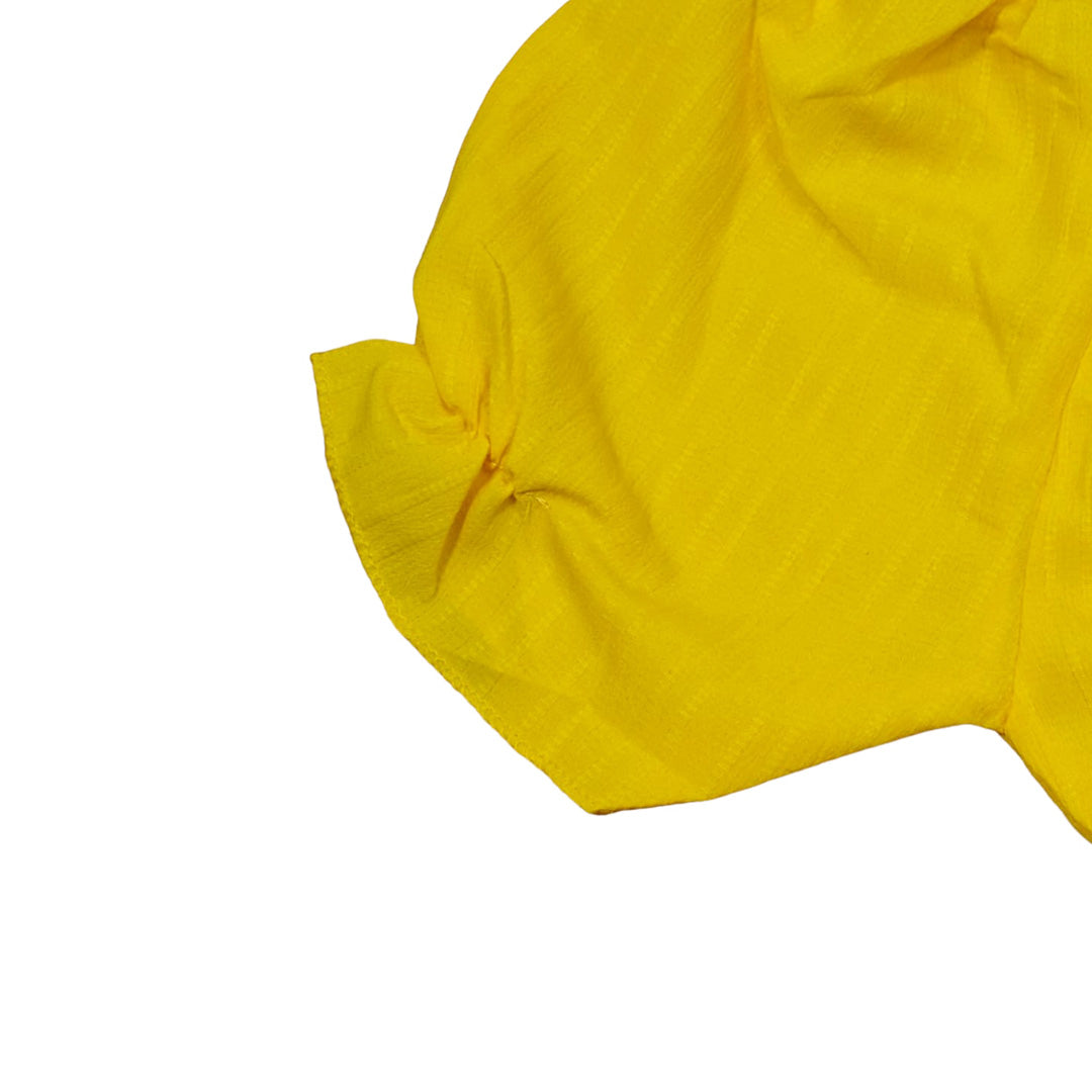 Cute Toddler Yellow Ruffled Bodysuit with Flower Applique