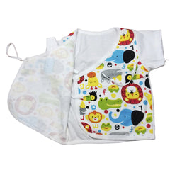 Adorable Baby Onesie with Fish Pattern & Sleeve Snaps - 1- Months