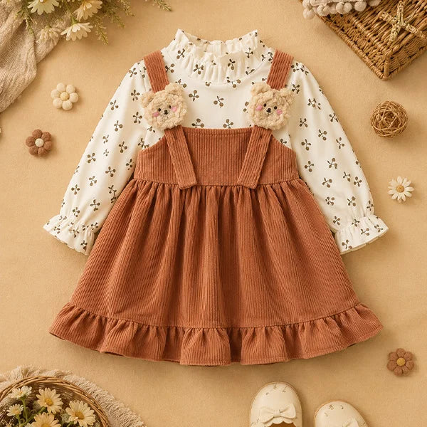 Adorable Baby Girl Dress - Chic Ruffled Design with Floral Embroidery - Perfect for Spring!
