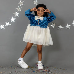 Blue Baby Girl's Ruffled Bottom Denim Jumper