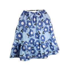 Floral Summer Dress, Blue Pattern, White Dots, Kid's Size, Unique Design, Trendy Outfit, Girl's Fashion