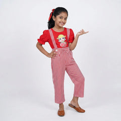 Red Jumpsuit with Red Polka Dot Pattern - Kid's Overalls - Playful Toddler Clothes