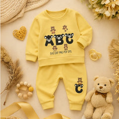 Yellow Baby Onesie with ABC and Bear Pattern | Kids Clothing Set