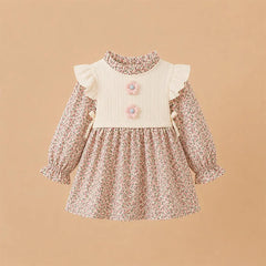 Adorable Floral Blouse with Peter Pan Collar, Girl's Formal Dress