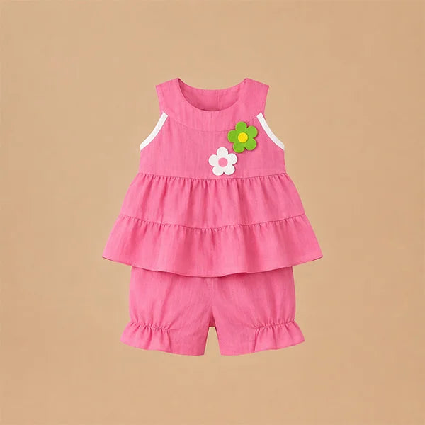 Ruffled Romper with Flower Applique - Adorable Toddler Outfit