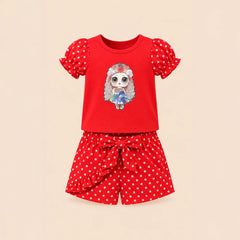 Vintage Red Tie-Dye Blouse with Playful Owl Design