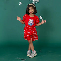 Vintage Red Tie-Dye Blouse with Playful Owl Design