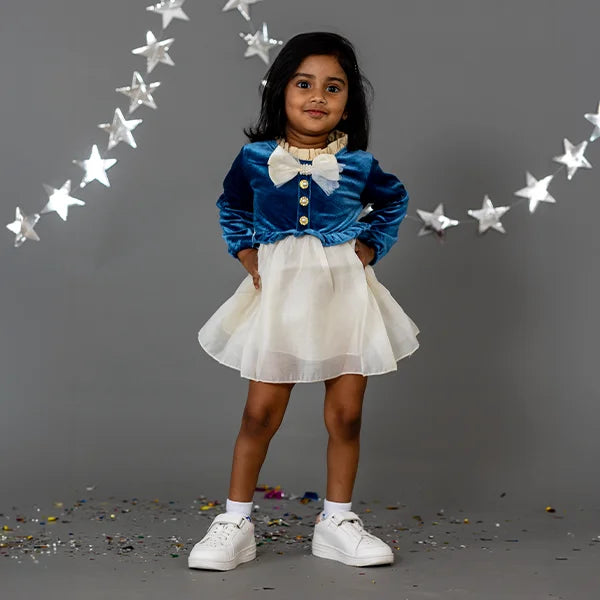 Blue Baby Girl's Ruffled Bottom Denim Jumper
