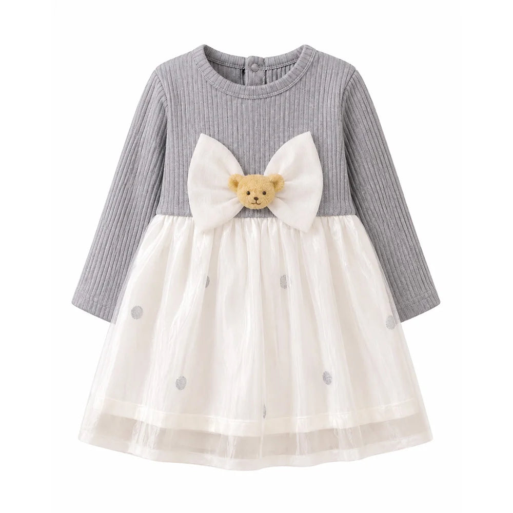 Chic Baby Girl Dress with Bow Top - Soft Knit, Cute and Comfortable