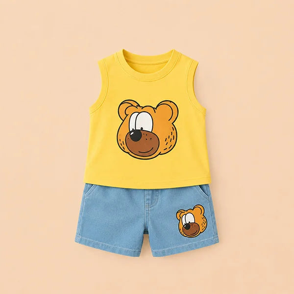 Kids' Sweatshirt & Shorts Set with Paw Print