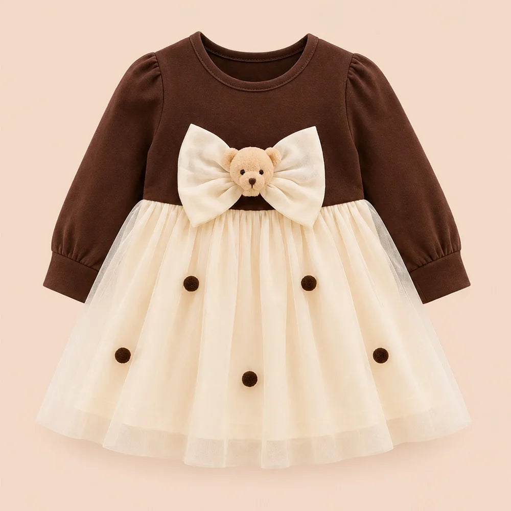 Brown Bow Dress - Adorable Toddler Girls' Formal Wear