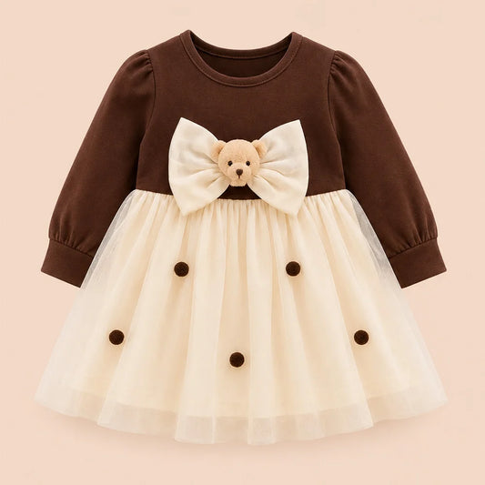 Brown Bow Dress - Adorable Toddler Girls' Formal Wear