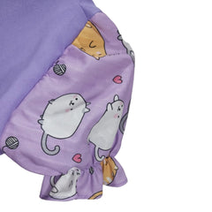 Cartoon Cat Pajamas Set with Short Sleeve Shirt - Girls' Baby Doll Clothes, Purple Toddler Outfit