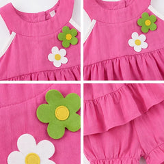Ruffled Romper with Flower Applique - Adorable Toddler Outfit