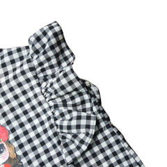 Girls' Ruffle Sleeve Checkered Blouse