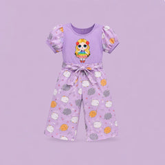 Kids Pajamas Onesie - Purple with Animal Pattern