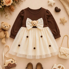 Brown Bow Dress - Adorable Toddler Girls' Formal Wear