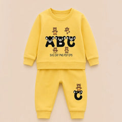Yellow Baby Onesie with ABC and Bear Pattern | Kids Clothing Set