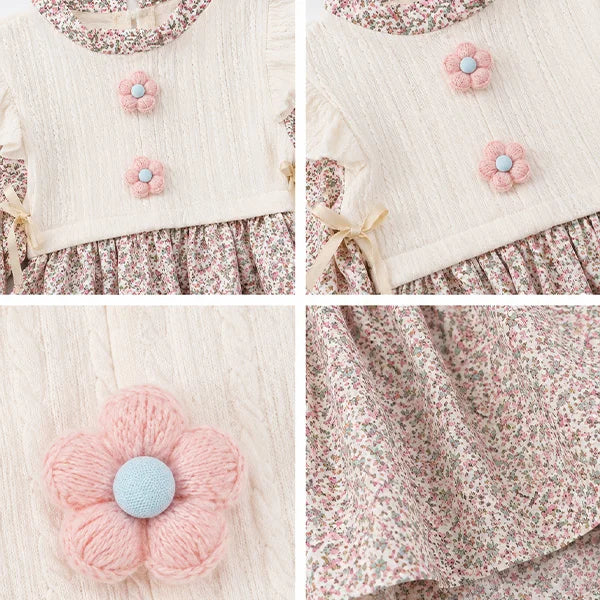 Adorable Floral Blouse with Peter Pan Collar, Girl's Formal Dress