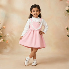 Baby Dress Pink and White Overalls with Ruffled Trim - Girls Toddler Clothing