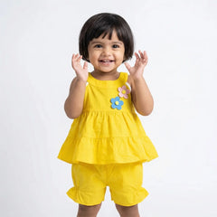 Ruffled Romper with Flower Applique - Adorable Toddler Outfit
