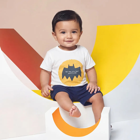 Adorable Batman Baby Clothes - Blue Shorts with White Logo