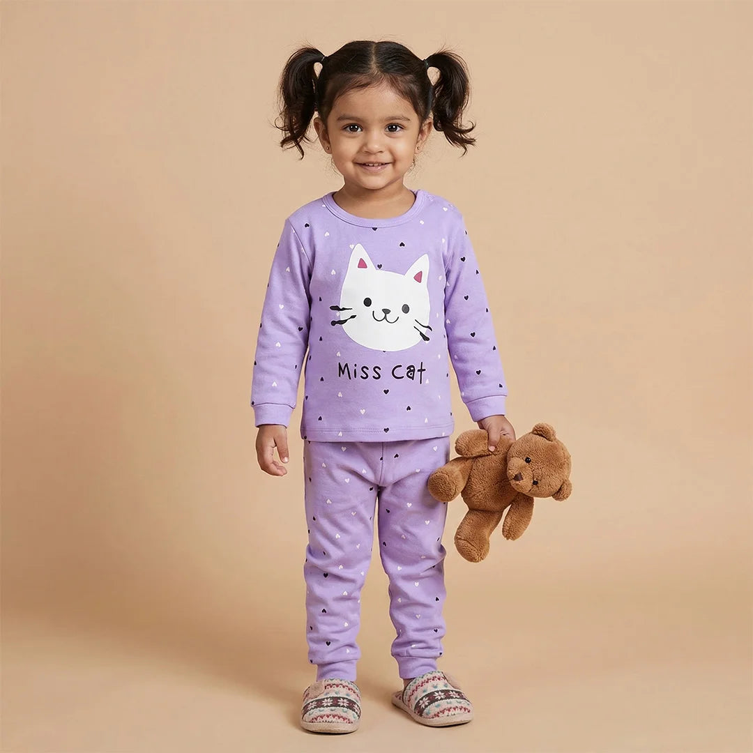 Adorable Cat Missy One-Piece Baby Romper with Polka Dot Pattern