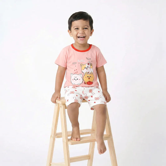 Adorable Cat and Dog Summer Baby Clothes Set