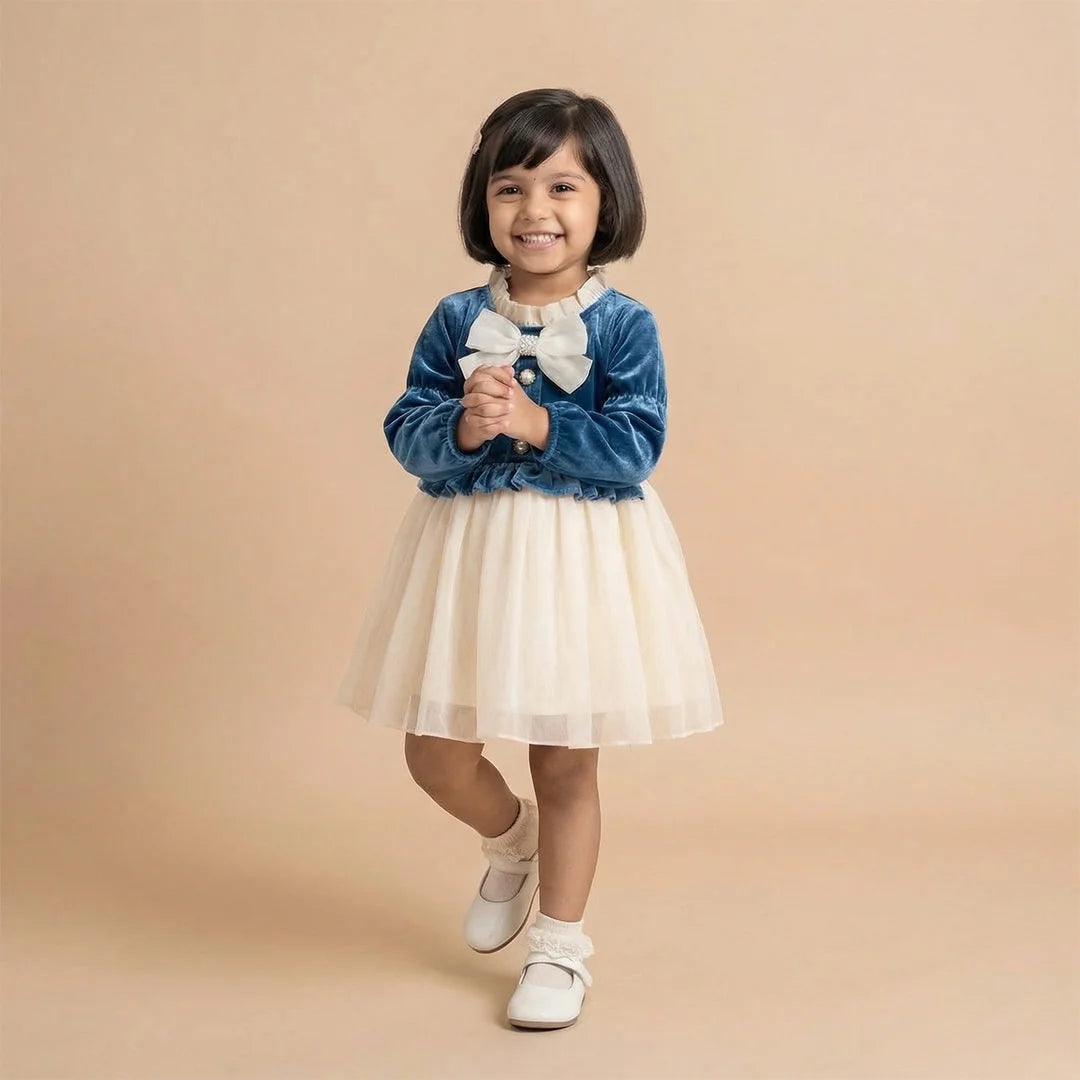 Blue Baby Girl's Ruffled Bottom Denim Jumper