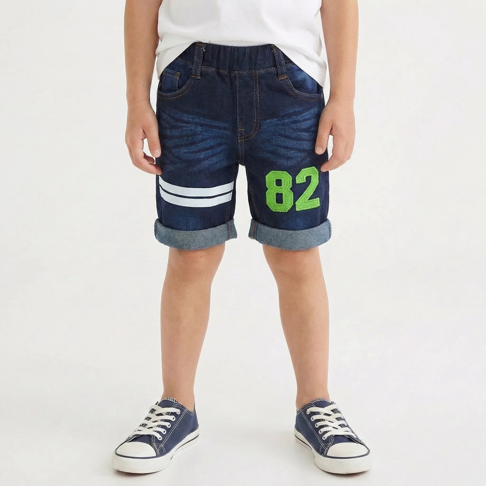 Boys Denim Shorts with Design - Comfortable Fit, Stylish Pattern, Perfect for Casual Outings