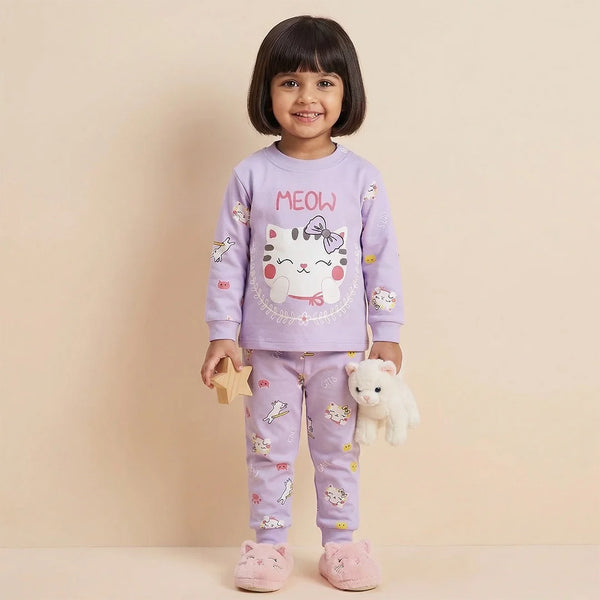 Cat Pajamas Set - Hello Kitty Twin Pack - Purple Pajamas with Cute Design