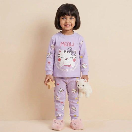 Cat Pajamas Set - Hello Kitty Twin Pack - Purple Pajamas with Cute Design