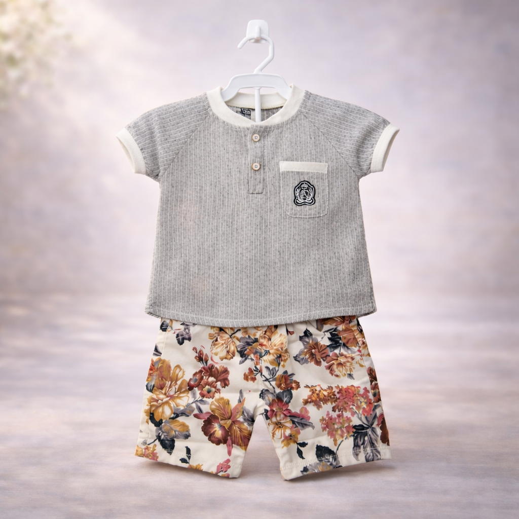 Cute Baby Boy Shorts with Print & Black Duck