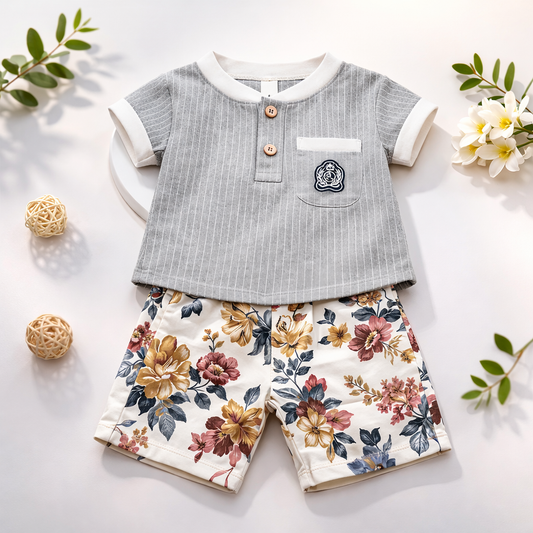Cute Baby Boy Shorts with Print & Black Duck