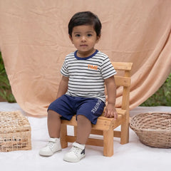 Electro & UFO Shorts | Fun Kids' Striped Swim Trunks, Unique Pattern, Waterproof Fabric, Perfect Summer Swimwear