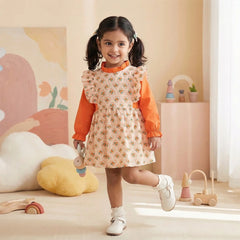 Floral Ruffled Infant Jumper Dress | Soft Knit Romper Set for Toddlers | Pink and White Baby Fashion