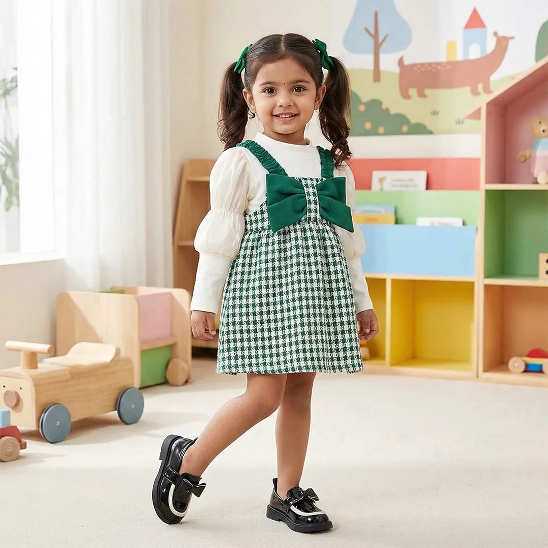 Gender Neutral Checkered Baby Outfit with Bow
